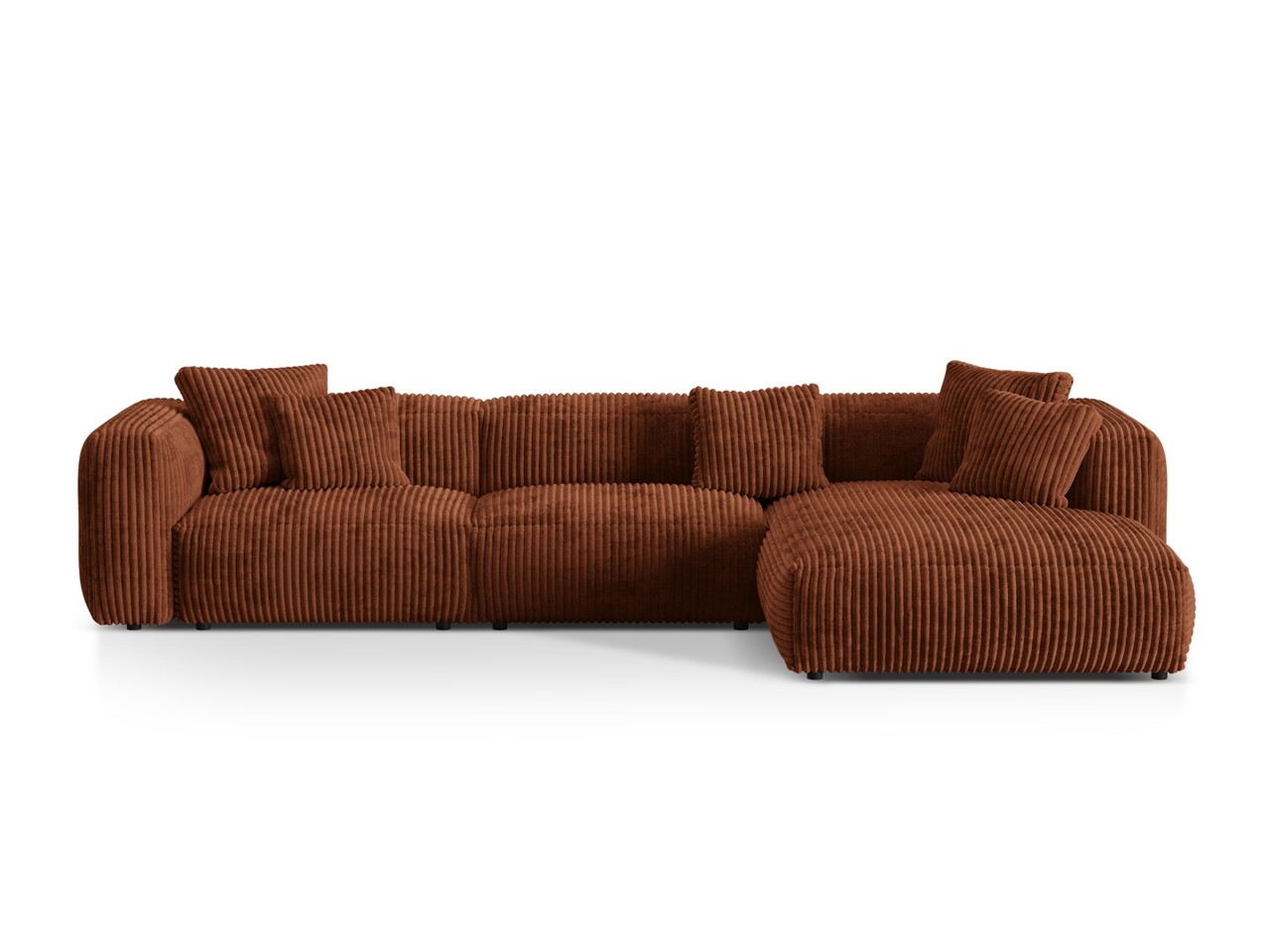 Coltar modular dreapta 3 locuri, Martina-212, Micadoni Home, 332x176x75 cm, velur, caramiziu Colțare